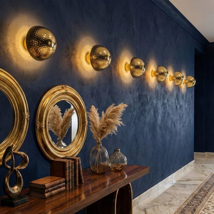 Opviq Lámpara de Pared de Metal Dorado